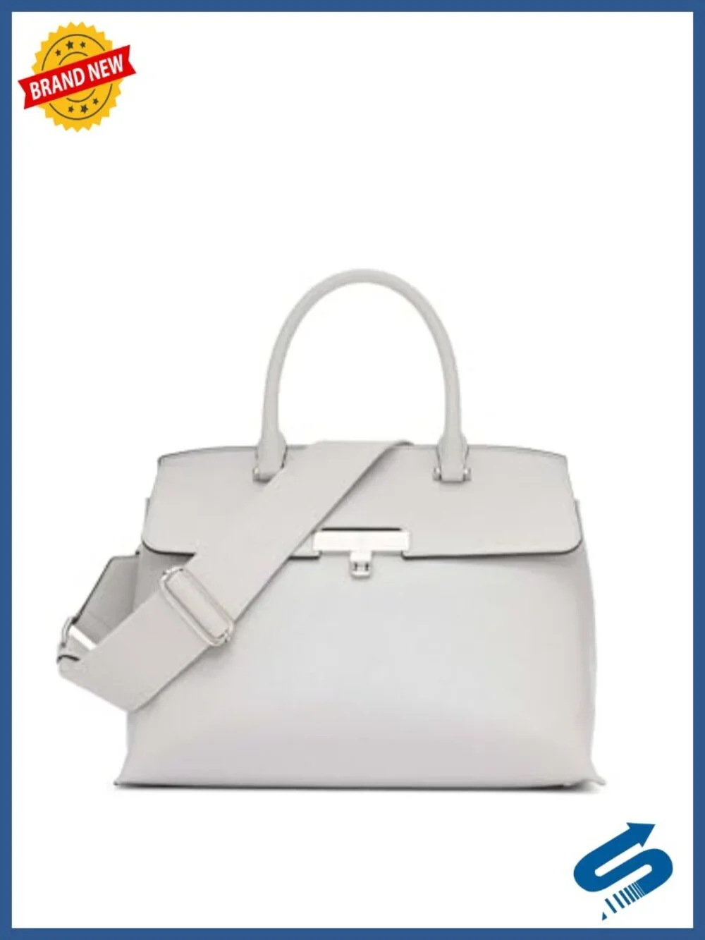 Vegan Leather Turn Lock Satchel with Removable Crossbody Strap